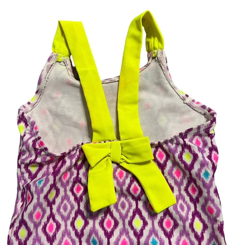 Children's Place 12-18m Neon & Purple Geometric Swim Bathing Suit